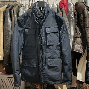 Massimo Dutti Men’s Field Jacket Navy Quilted Utility Coat Size S